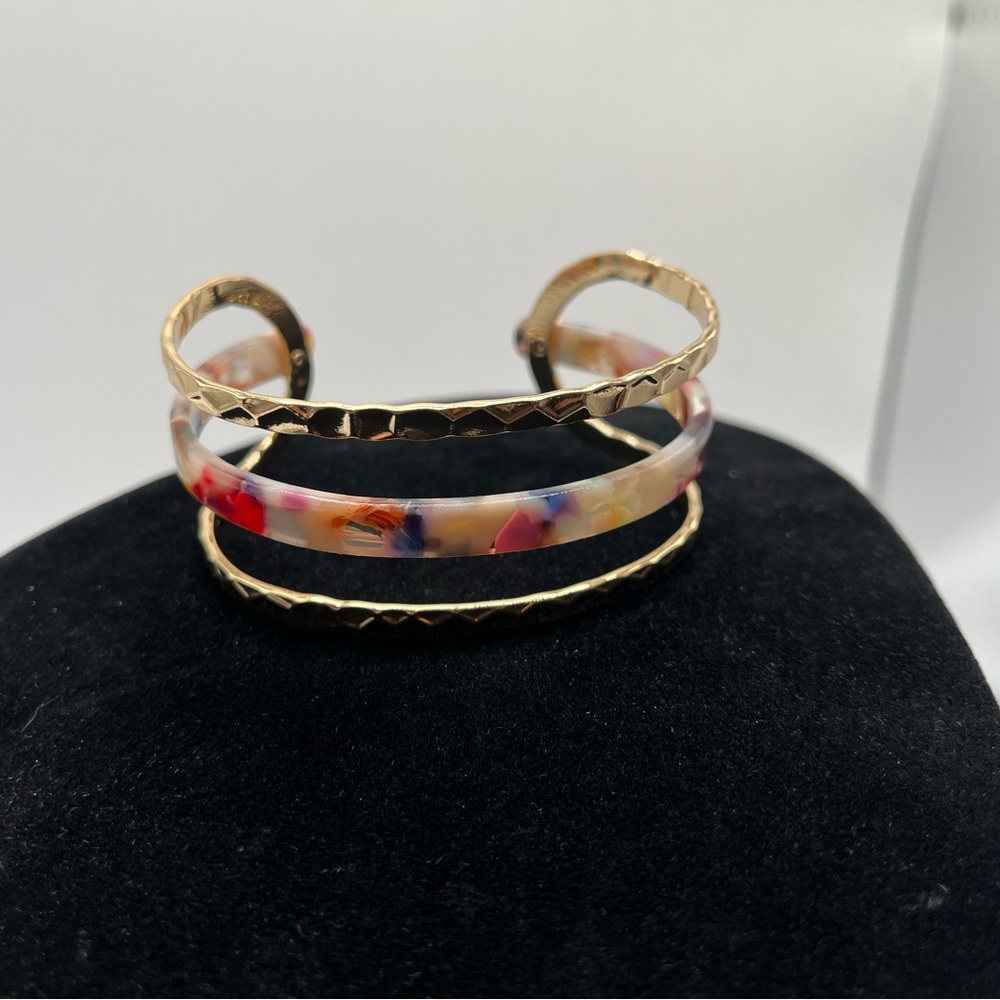 Express Gold and Multicolor Resin Cuff Bracelet